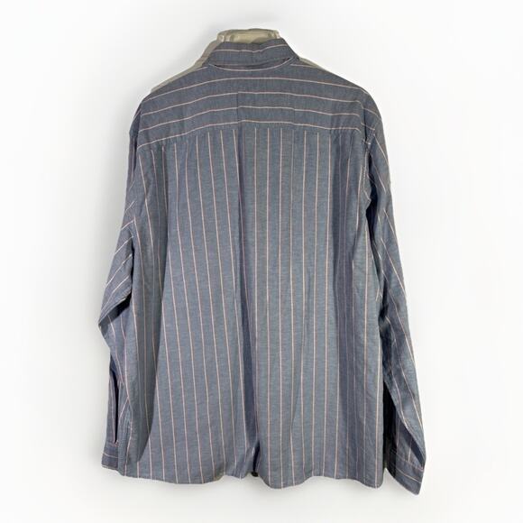 Gap Mens XXL Stretch Poplin Shirt Lived In With Untucked Fit Stretch Blue Stripe - Picture 2 of 6